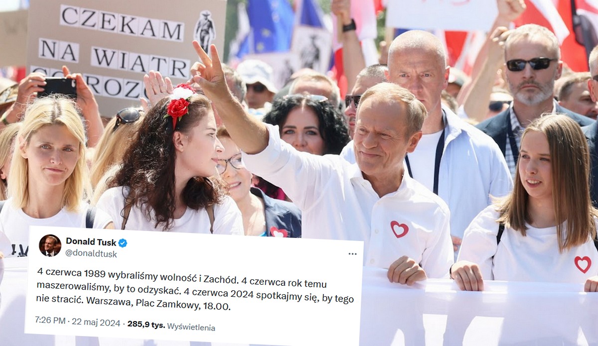 Tusk ponownie zwołuje marsz 4 czerwca w Warszawie i liczy na mobilizację