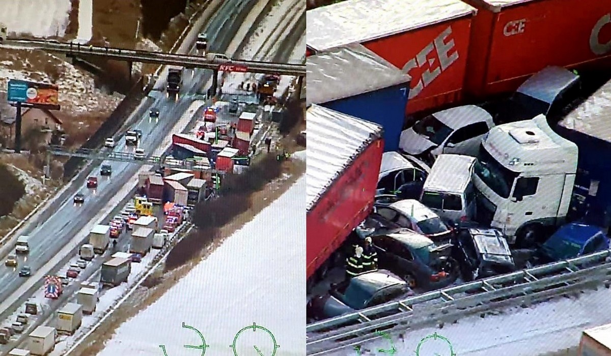 Czechy: przez burzę śnieżną doszło do karambolu na prawie czterdzieści samochodów