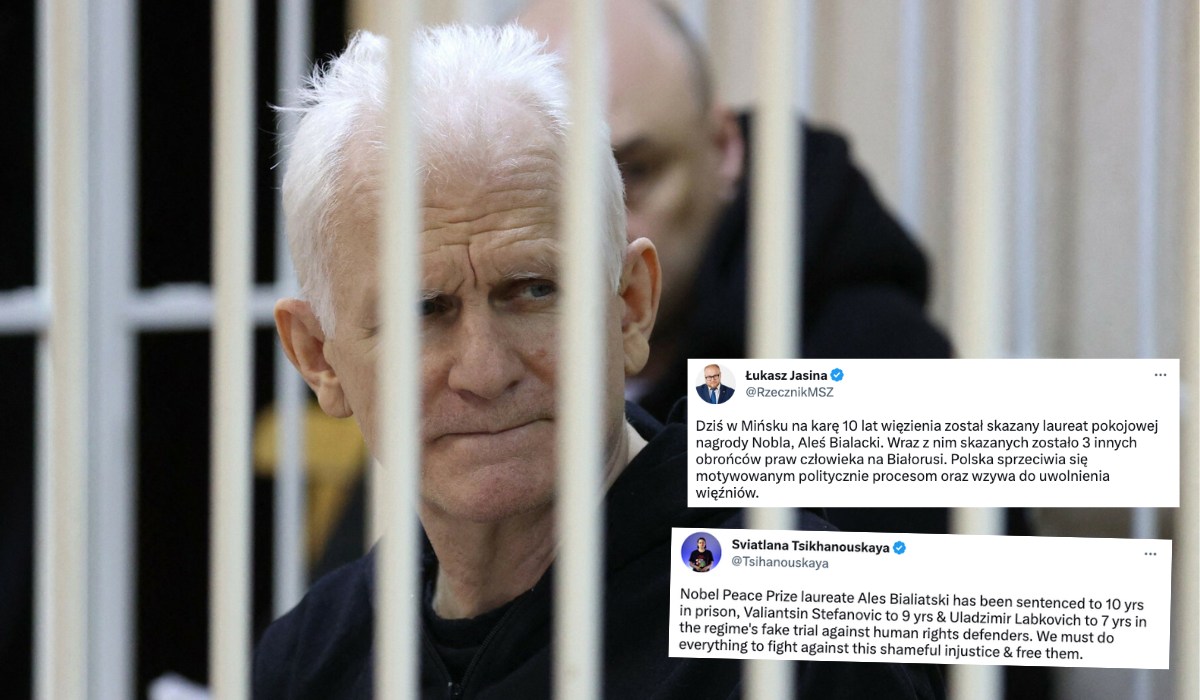 Białoruś: aktywista Aleś Bialacki w ubiegłym roku dostał Nobla, a w tym roku reżim skazał go na 10 lat kolonii karnej