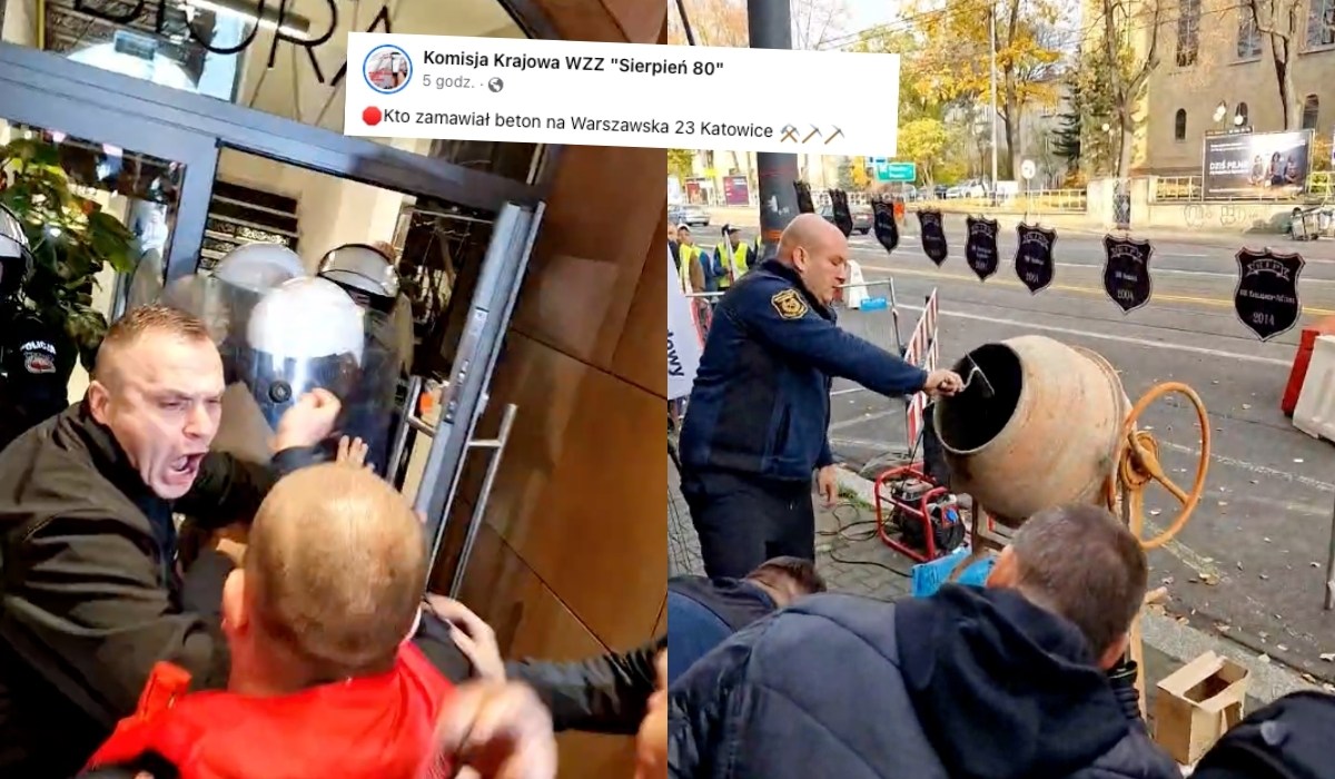 Katowice: związkowcy przyszli zamurować biuro poselskie Morawieckiego, ale policja była przeciw