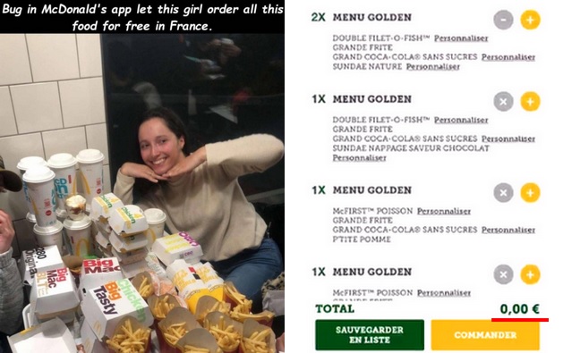Francja: błąd aplikacji McDonald's pozwalał na zamawianie bez płacenia