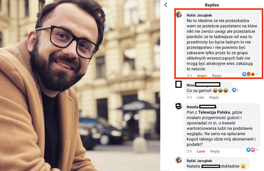 Dziennikarz TVP zwalczający hejt: "feministki to faszystki", "jesteście pasztetami"