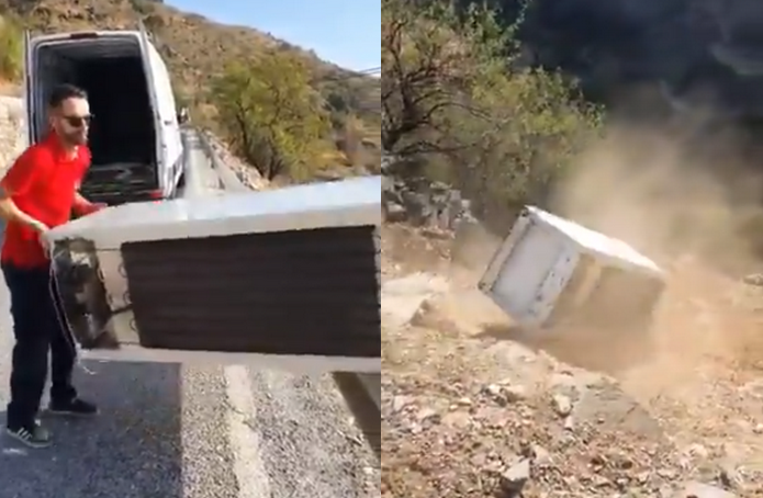 Hiszpania: wyrzucił lodówkę ze zbocza, policja kazała mu posprzątać i wciągnąć ręcznie z powrotem