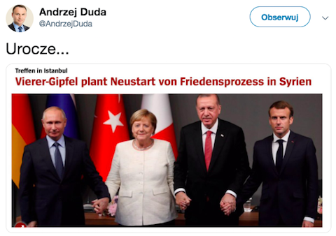 Duda komentuje zdjęcie Merkel, Erdogana, Macrona i Putina: "Urocze":duda::putin: