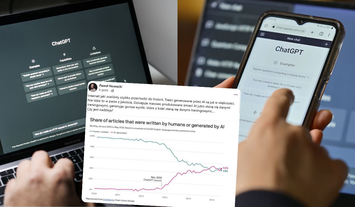 Raport: już ponad połowa treści w internecie jest generowana przez sztuczną inteligencję