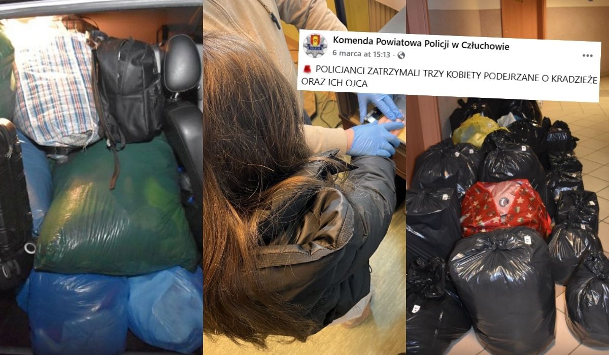 Człuchów: policja zatrzymała rodzinny gang złodziei fatałaszków, zarekwirowali 72 worki z ciuchami