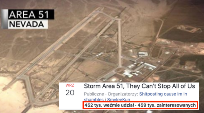 USA: pół miliona osób zapisało się do szturmowania Strefy 51, żeby zobaczyć kosmitów 