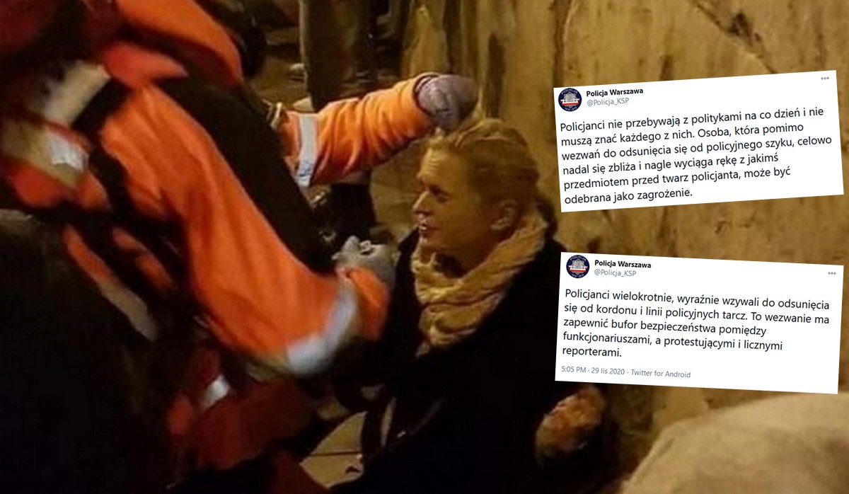 Policja pokazuje nagranie z Nowacką i tłumaczy, że nie ma obowiązku znać każdego polityka