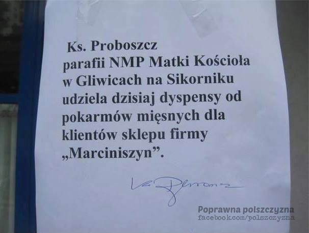 Proboszcz udziela dyspensy