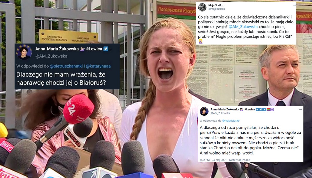 Żukowska narzeka na dekolt białoruskiej aktywistki: mam wrażenie, że nie chodzi jej o Białoruś