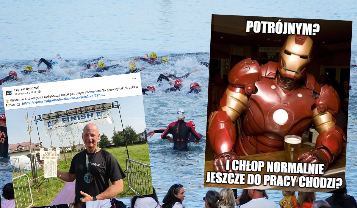 Starszy ogniomistrz z Bydgoszczy odparzył sobie tyłek, ale został potrójnym ironmanem