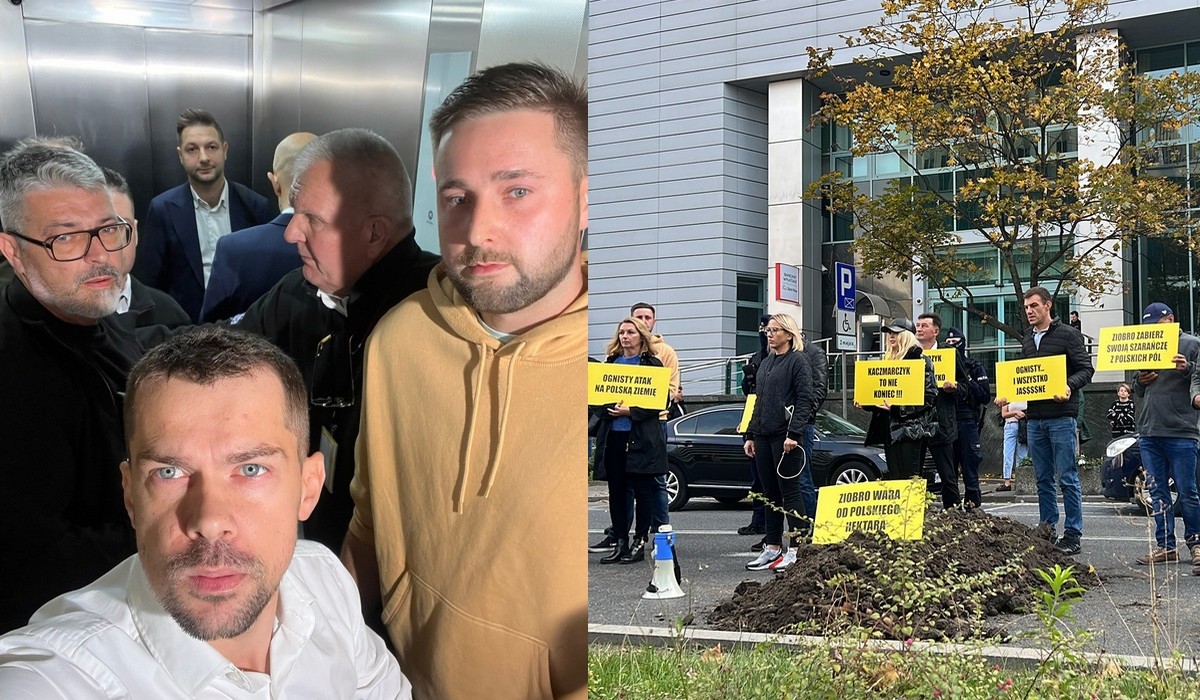 Rolnicy z AgroUnii złapali Patryka Jakiego, zamknęli się z nim w windzie i niemiło zadawali mu pytania