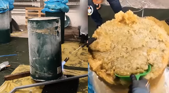 Straż graniczna znalazła kokainę wartą ponad 300 mln w takim jakby puree z ananasa