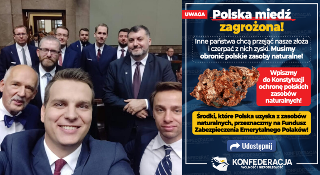 Konfederacja wzywa do unarodowienia surowców, przede wszystkim miedzi