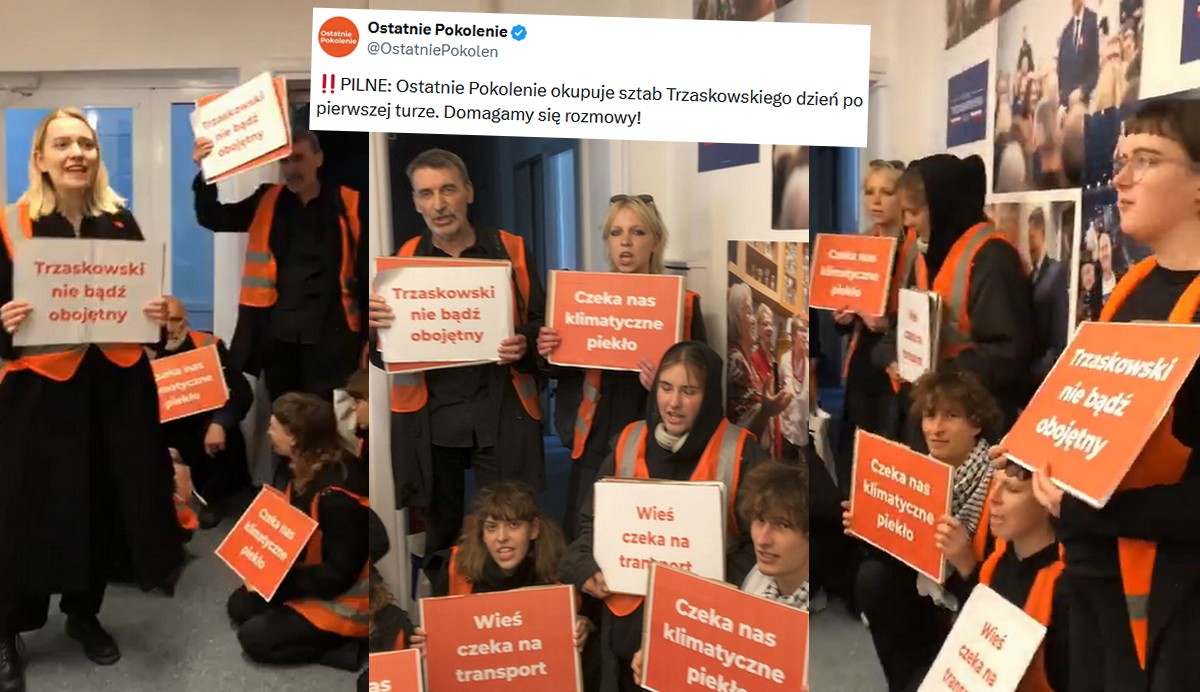 Ostatnie Pokolenie rozpoczęło blokadę sztabu Rafała Trzaskowskiego