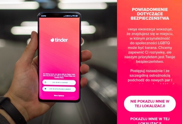 Tinder ostrzega użytkowników LGBT przed Polską