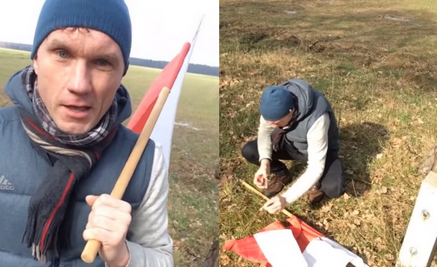 Członek organizacji Forum LGBT próbował spalić flagę Polski, bo państwo go okłamuje