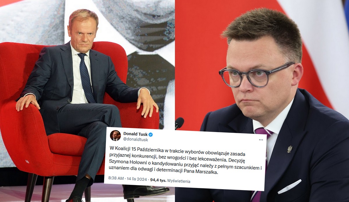 Premier Tusk o starcie Hołowni w wyborach prezydenckich, mówi, że trzeba "docenić odwagę"