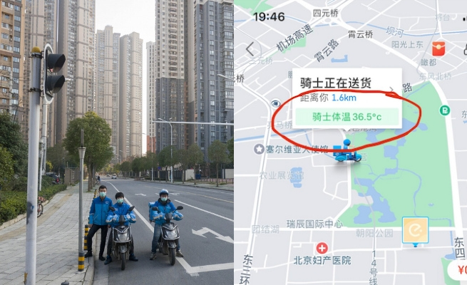 Aplikacja zakupowa w Chinach pokazuje temperaturę ciała kuriera