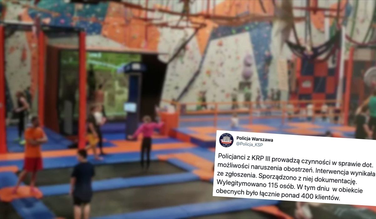 Warszawa: policja nakryła w parku trampolin ponad 400 osób, które bestialsko sobie kicały