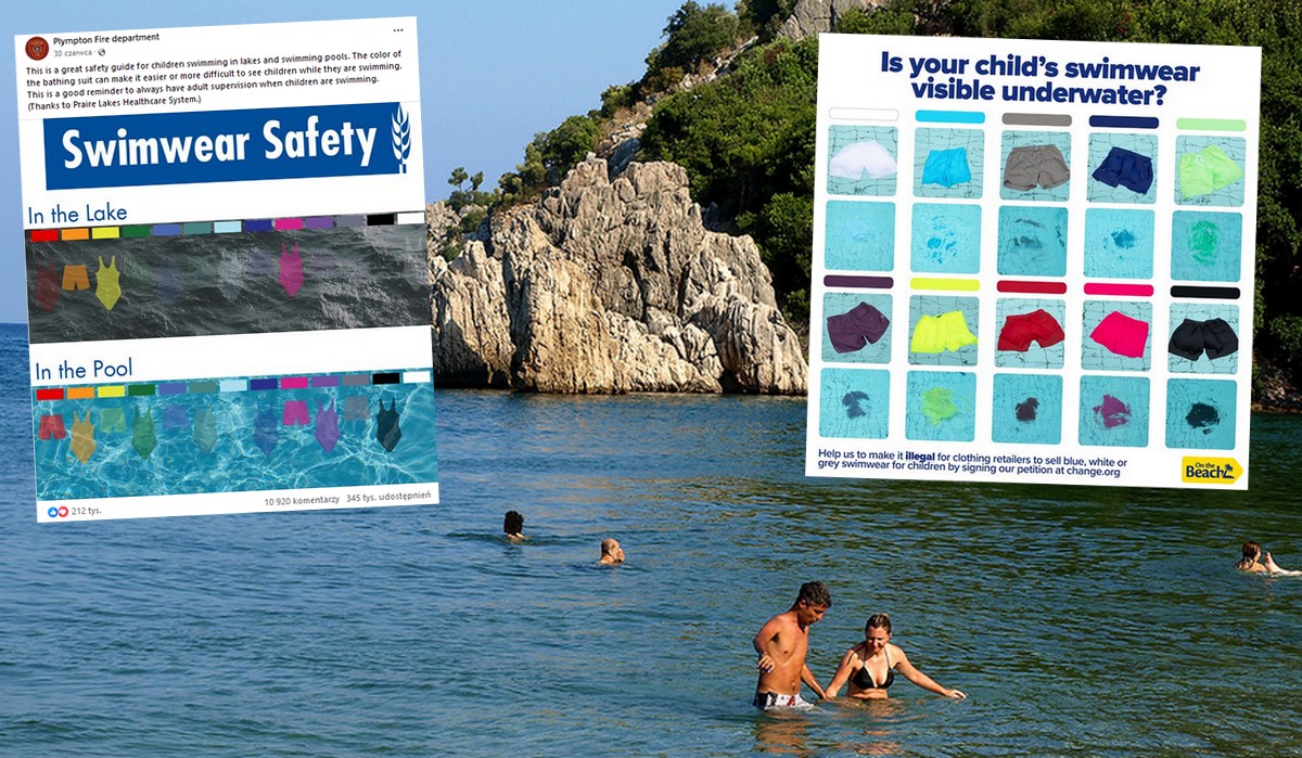 Ratownicy przypominają, że niektóre kolory strojów kąpielowych mogą utrudniać pomoc w przypadku tonięcia