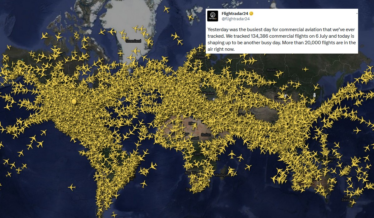 Padł dobowy rekord komercyjnych lotów, na niebie pojawiło się 134 386 samolotów