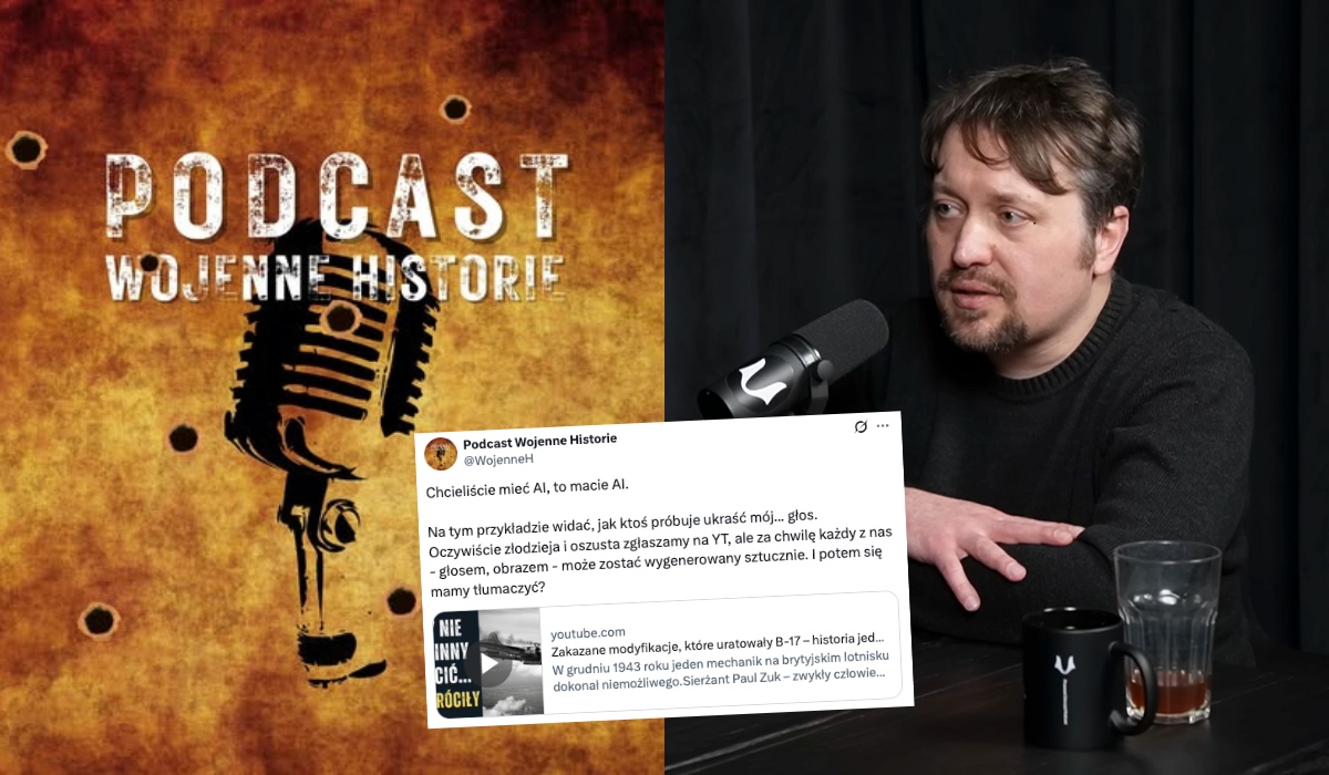 Ktoś "ukradł głos" jednemu z twórców Podcastu Wojenne Historie i stworzył własny kanał z AI