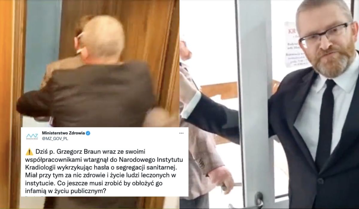 Ministerstwo Zdrowia: poseł Braun wtargnął do Instytutu Kardiologii krzycząc o "segregacji sanitarnej"