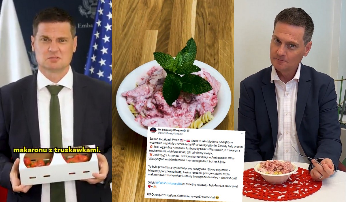 W wyniku przegranego zakładu Ambasada USA musiała przekonać się do makaronu z truskawkami