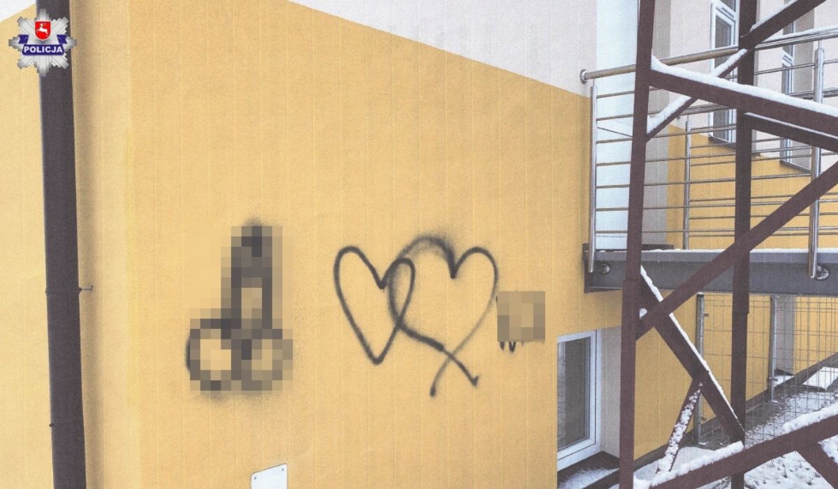 Tomaszów Lubelski: kryminalni odnaleźli nastolatkę, która nasprejowała serduszka i penisa we wzwodzie
