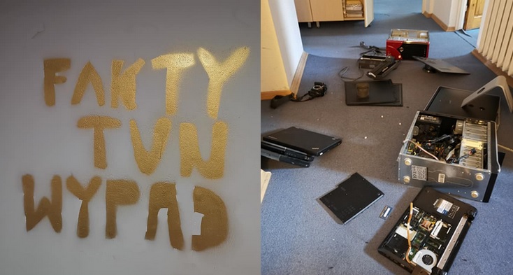 Jacyś kryminalni geniusze poszli demolować siedzibę Faktów TVN i zdemolowali nie tą co chcieli