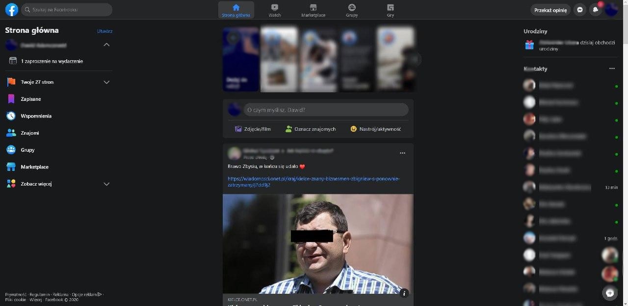 Nowy Facebook w dark mode wygląda bardzo, ale to bardzo spoko