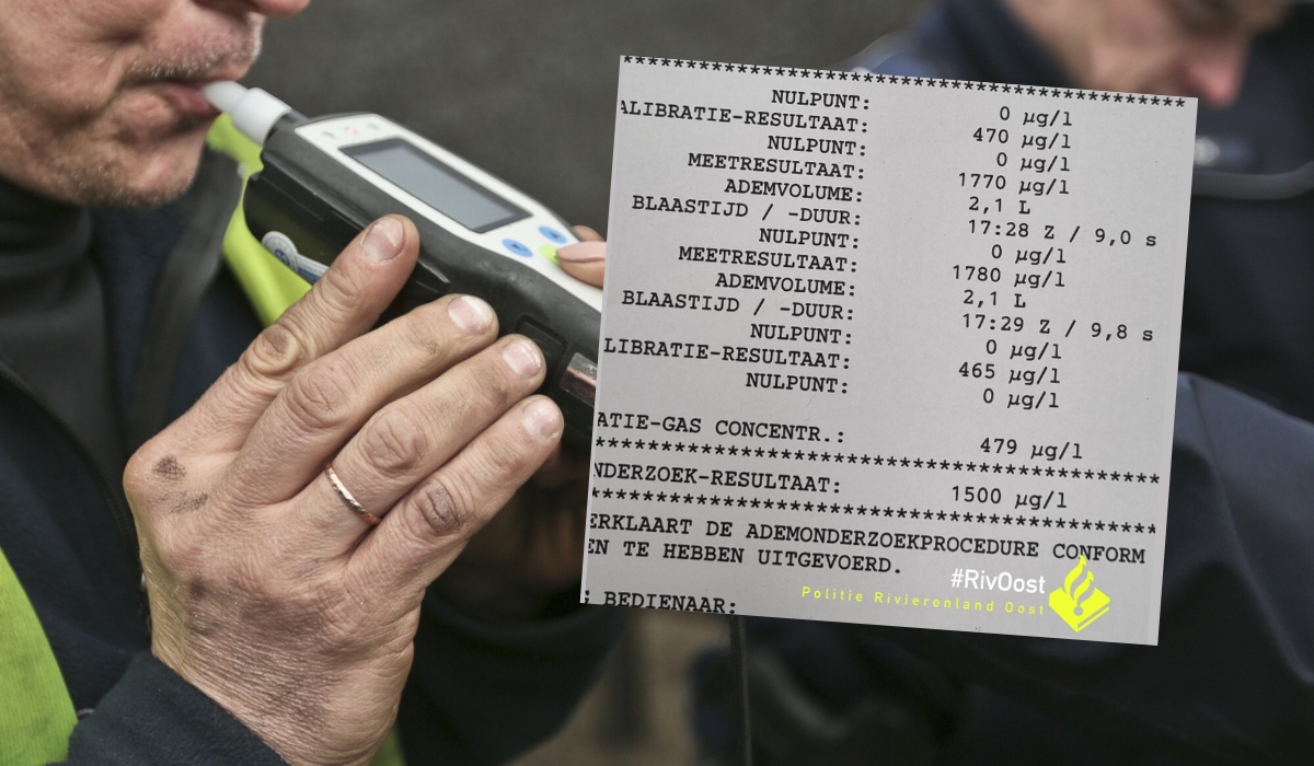 Holandia: policja pod wrażeniem Polaka, który prowadził auto z 3,45 promila i wydmuchał rekord komisariatu