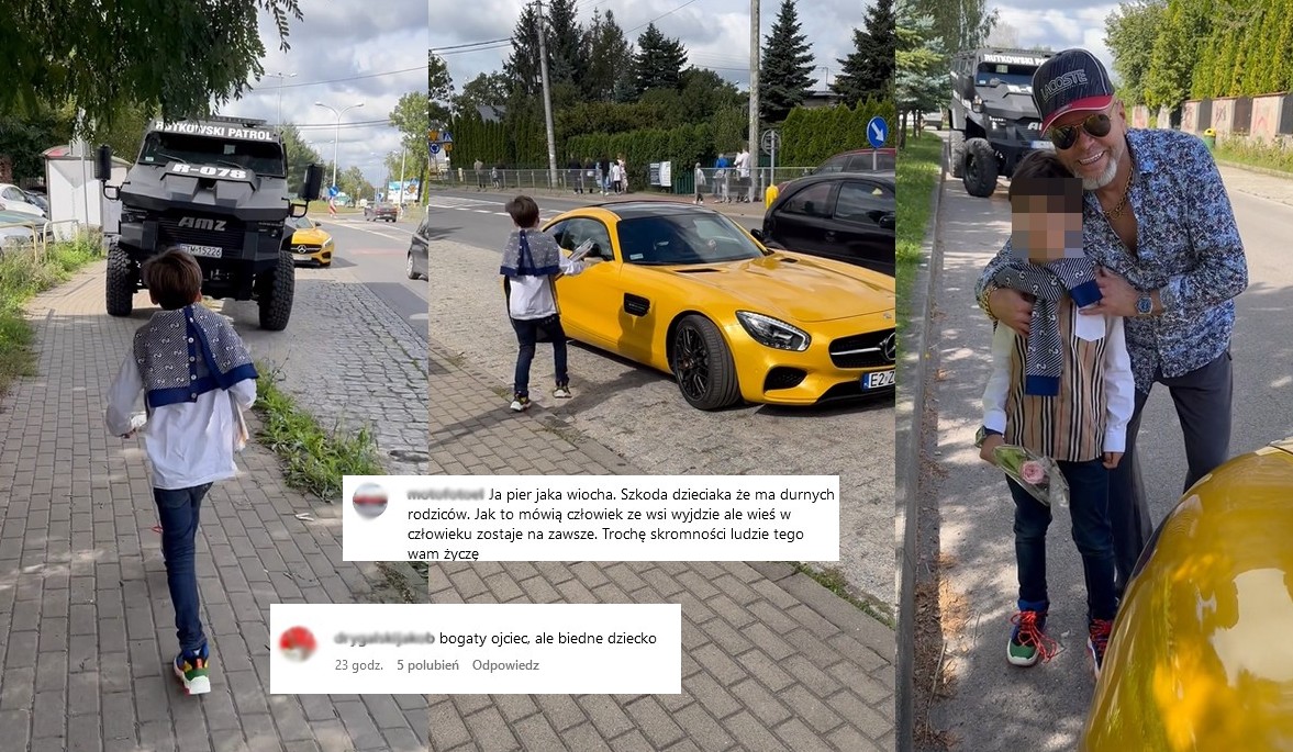 Rutkowski chwali się, jak jego syn rozpoczął rok szkolny w eskorcie opancerzonego pojazdu firmowego