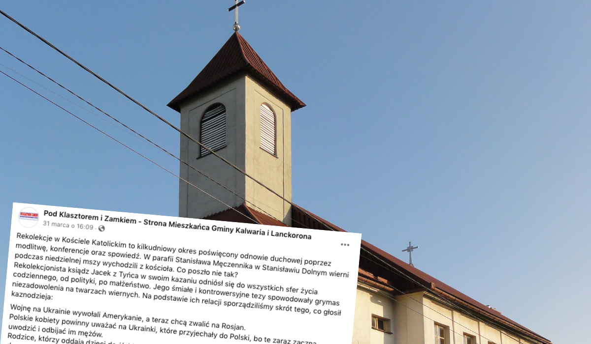 Stanisław Dolny: ksiądz uznał podczas mszy, że wojnę w Ukrainie wywołało USA, a Ukrainki będą kradły polskich mężów