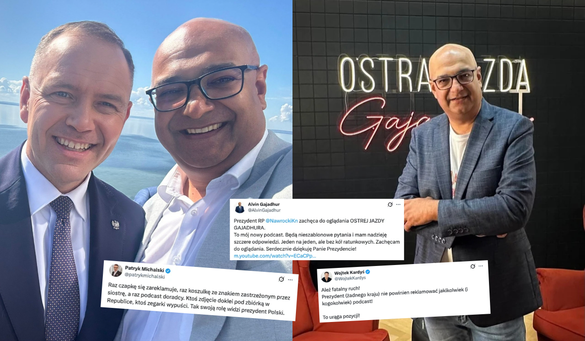 Prezydent Nawrocki krytykowany za reklamowanie podcastu Ostra Jazda swojego doradcy, Alvina Gajadhura