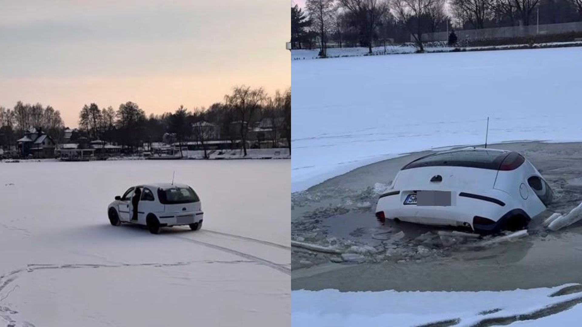 Wodzisław Śląski: słynny film z tonącym samochodem to nie AI, policja znalazła wrak na dnie