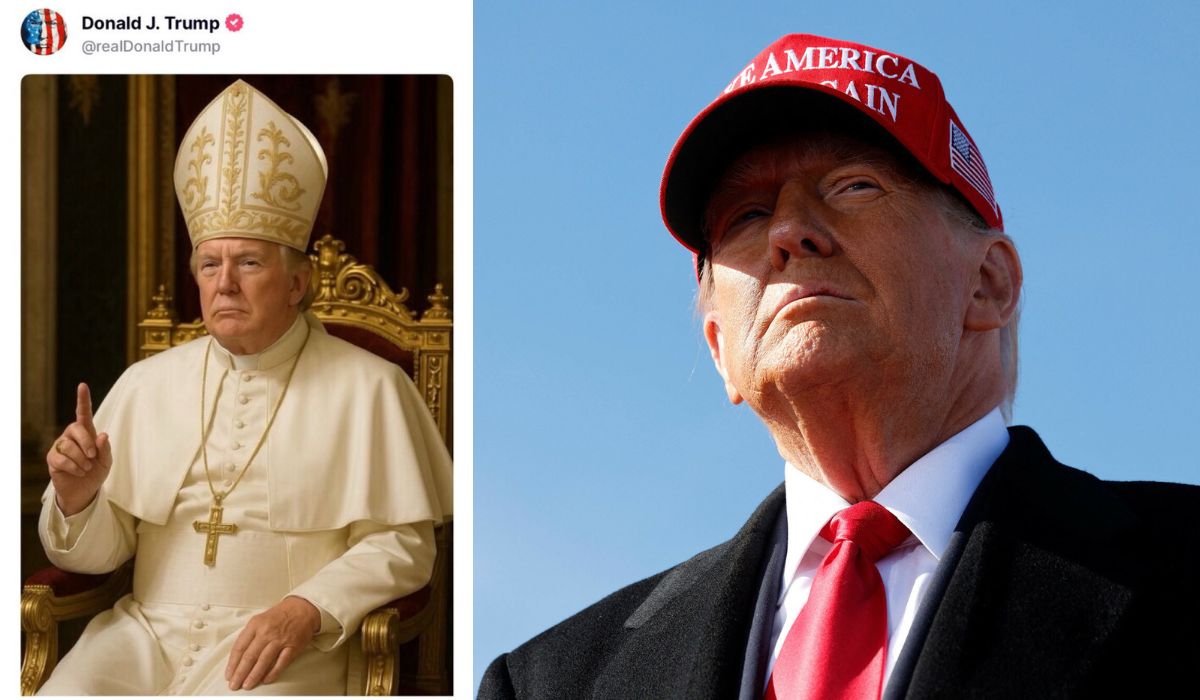 Trump przedstawiający siebie jako papieża spowodował falę komentarzy i ciszę prawicy