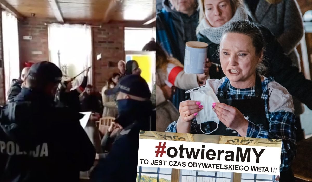 Nowy Tomyśl: restauracja otworzyła się mimo obostrzeń, klienci wygwizdali sanepid, a policji bili brawo