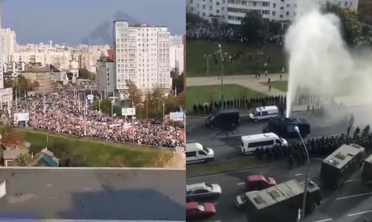 100 tys. osób na marszu w Mińsku. Milicja użyła armatek wodnych