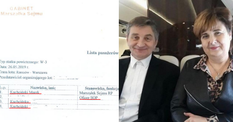 Radio Zet: marszałek Kuchciński lata rządowym samolotem z rodziną