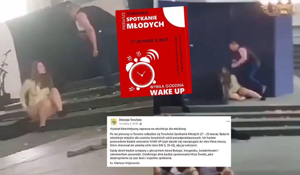 Toruń: zaskoczona młodzież na rekolekcjach musiała oglądać wulgarne pastwienie się nad dziewczyną