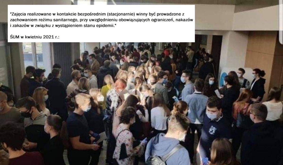Władze Śląskiego Uniwersytetu Medycznego urządziły studentom koronaparty. Studenci wezwali policję