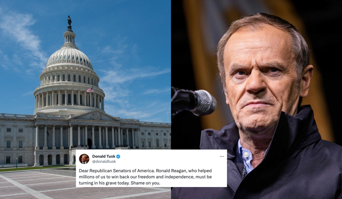 Senat USA odrzucił pomoc dla Ukrainy, Tusk krytykuje: "Reagan przewraca się w grobie"