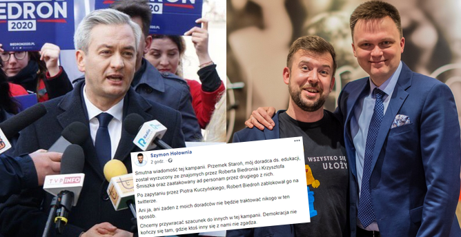 Hołownia interweniuje w sprawie wyrzucenia jego doradcy ze znajomych na FB przez Biedronia i Śmiszka