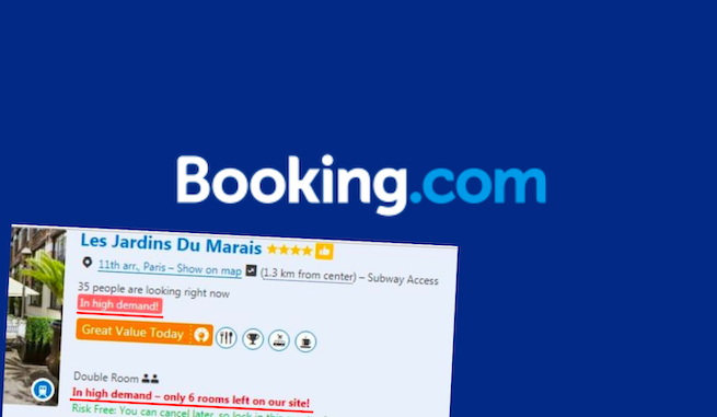 Booking.com ukarany za wywieranie presji na klientach i triki psychologiczne