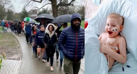 Prawie 5000 osób czekało w kolejce w deszczu, by sprawdzić, czy mogą oddać szpik 5-letniemu Oscarowi