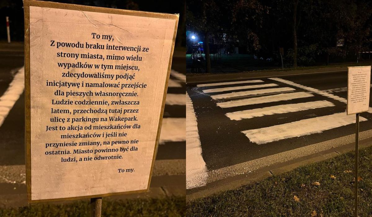 Głowno: mieszkańcy sami namalowali sobie przejście dla pieszych na ulicy, bo władze miasta nie reagowały na prośby