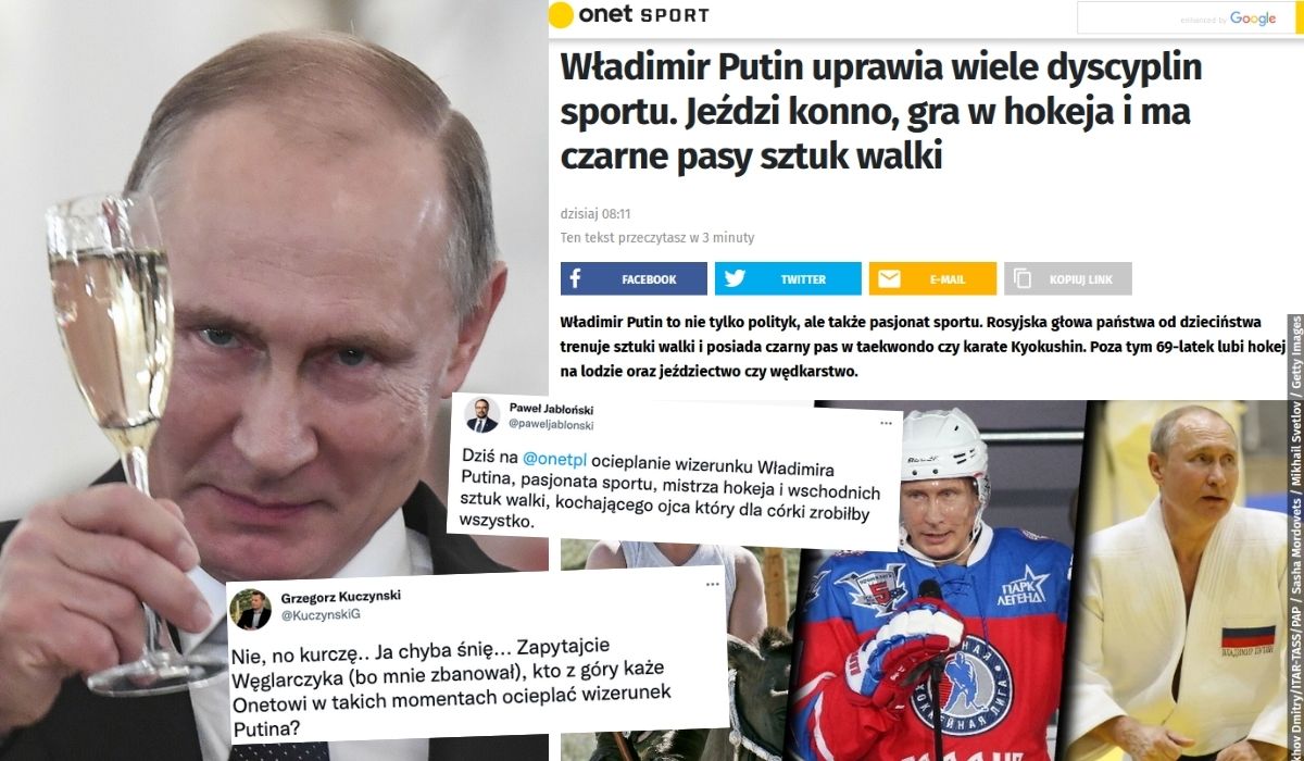 Onet krytykowany za artykuł o pasjach Władimira Putina, musieli zmienić tytuł