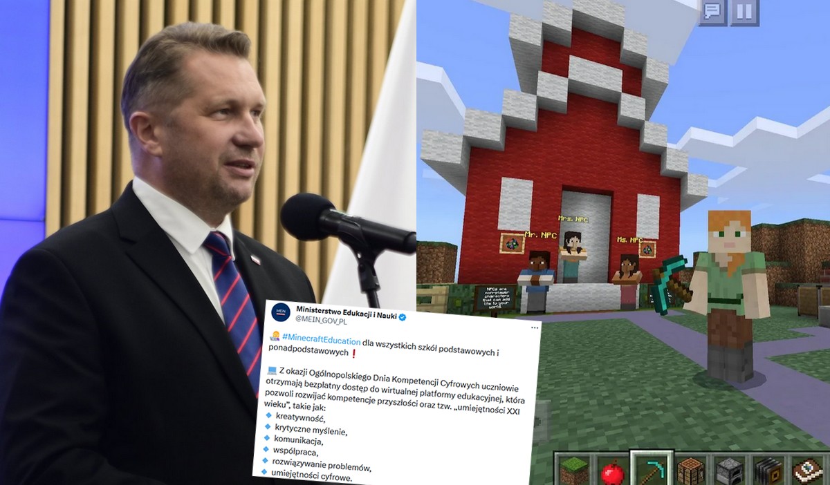 Minister Czarnek ogłosił, że od dziś gra Minecraft Education będzie bezpłatna dla uczniów od IV klasy wzwyż